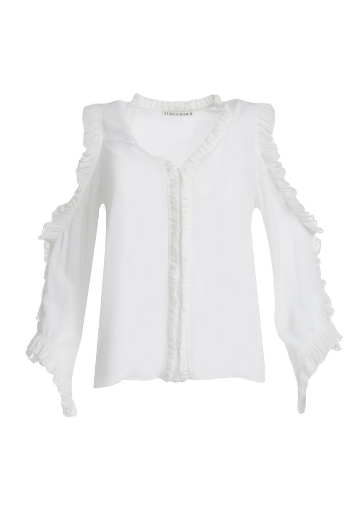 CLAUDETTE RUFFLE BTN DWN - OFF WHITE