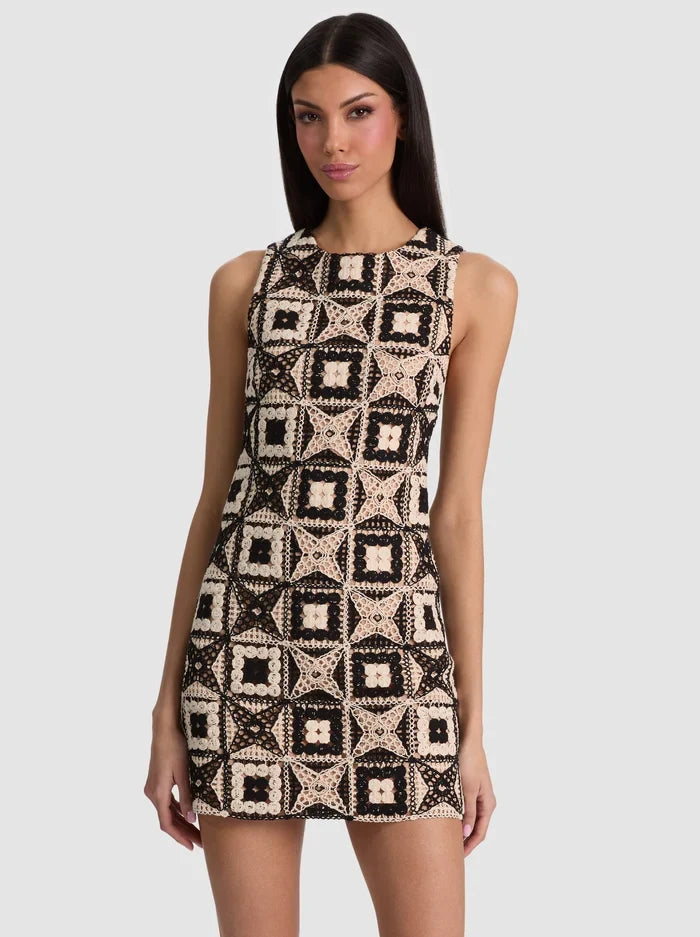 CLYDE CROCHET MINI DRESS - BLACK/MULTI
