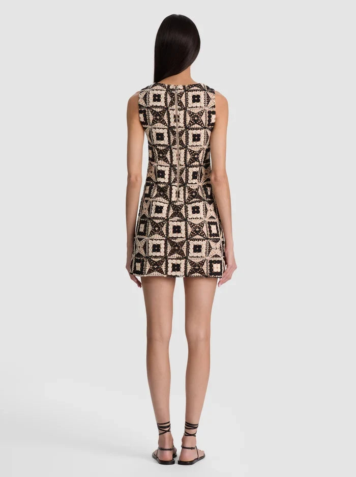 CLYDE CROCHET MINI DRESS - BLACK/MULTI