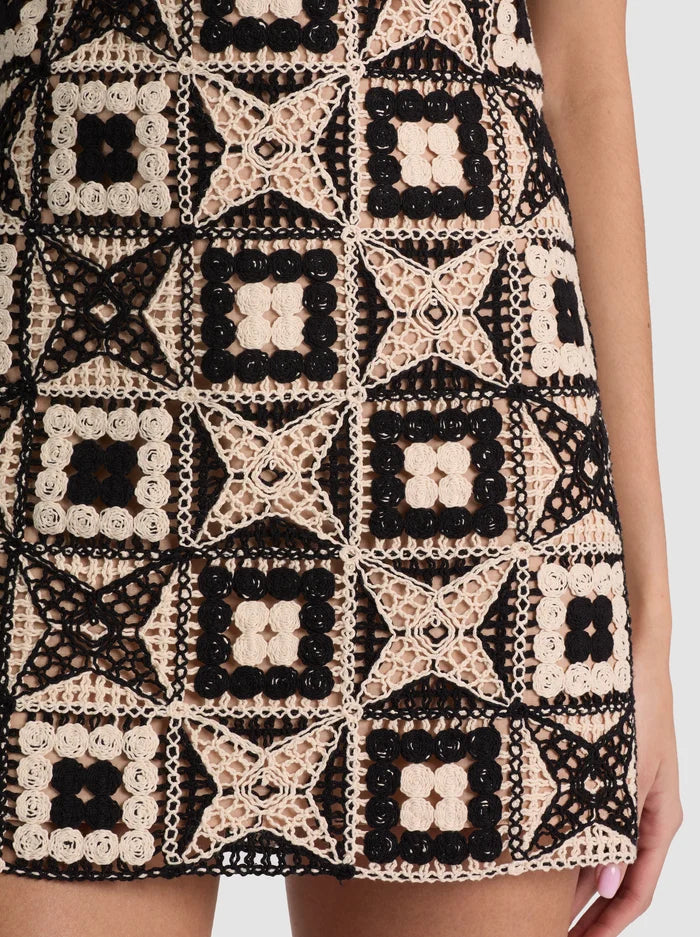 CLYDE CROCHET MINI DRESS - BLACK/MULTI