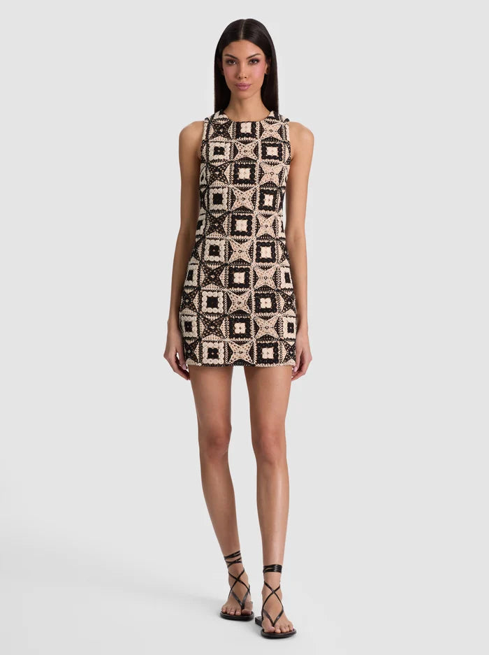 CLYDE CROCHET MINI DRESS - BLACK/MULTI