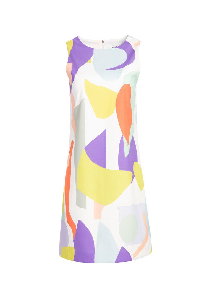 CLYDE MINI DRESS - GEO COLLAGE CREAM/MULTI