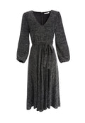 COCO PLUNGING METALLIC MIDI DRESS - BLACK/SILVER
