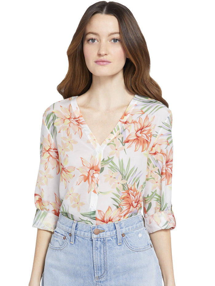 COLBY FLORAL BUTTON DOWN - HIBISCUS FLORAL