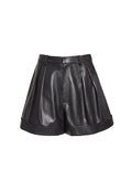 CONRY LTHR PLEATED CUFF SHORT - BLACK