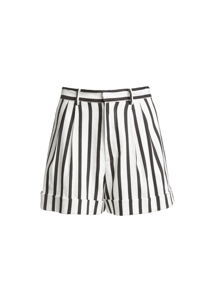 CONRY PLEATED CUFF SHORT - MONOCHROME STRIPE