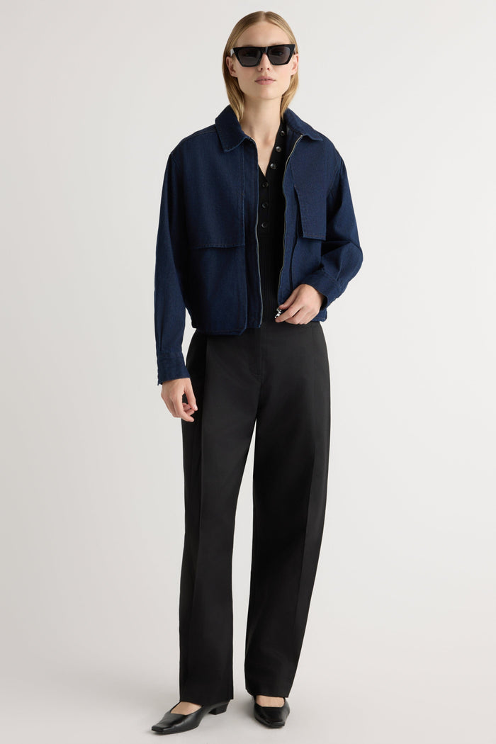 Jess | Cooper Denim Bomber Jacket in Size Small