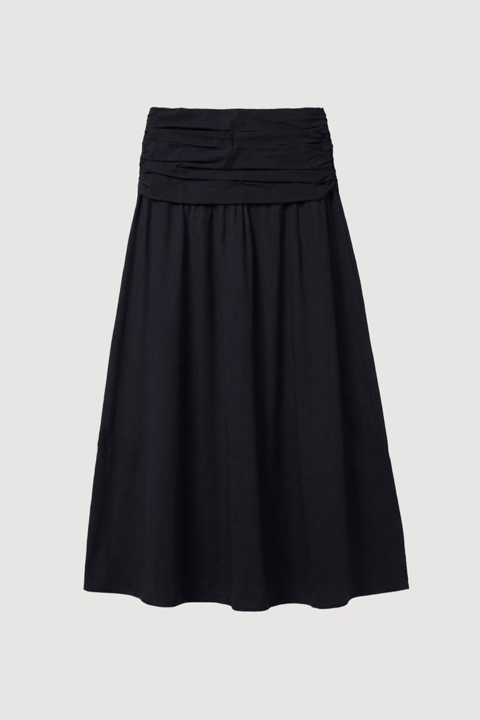Beate | Cove Shirred-Waist Cotton Skirt - Flat