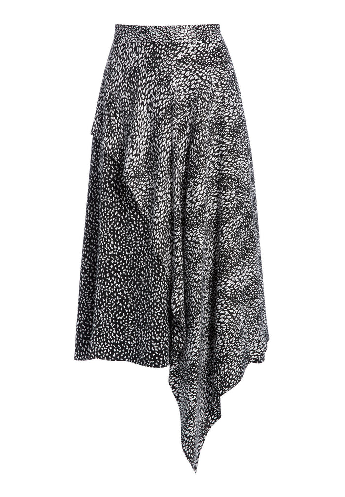 DANITA ASYMMETRICAL MIDI SKIRT - WHITE/BLACK