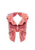 DANNETTE RFFLE TIE FT CROP TOP - LAVENDER/NEON PEACH