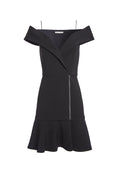 DASH FAUX WRAP DRESS - BLACK