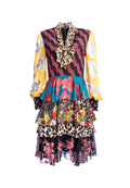 DASHA TIERD RFL TIE NK MID DRE - ZIGZAG STRIPE BLK/MULTI