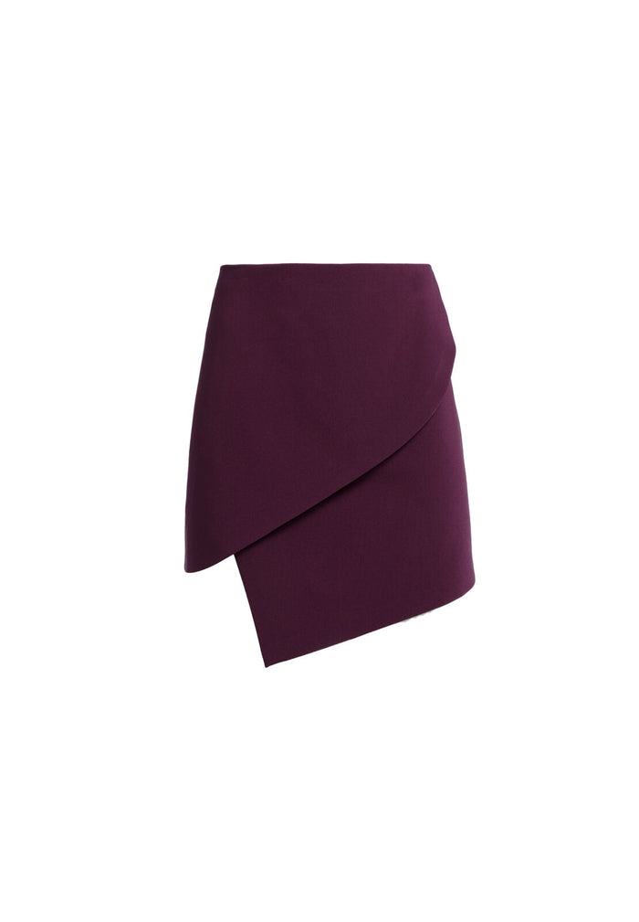 DASIA ASYMMETRICAL MINI SKIRT - MERLOT