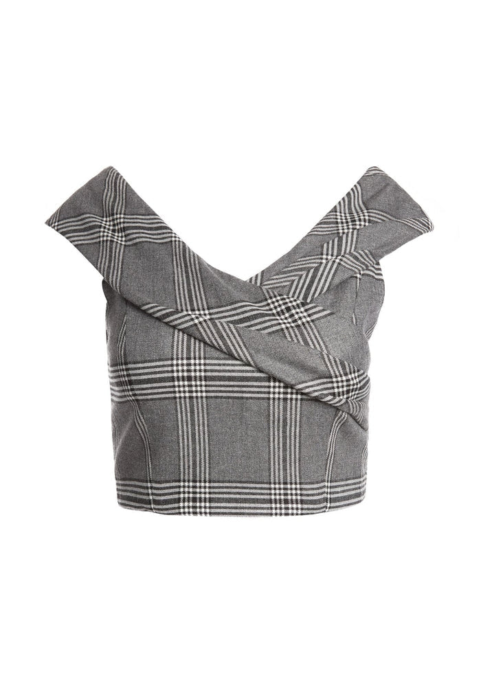DEANDRA WRAP SHLDR BUSTIER - GREY/ BLACK