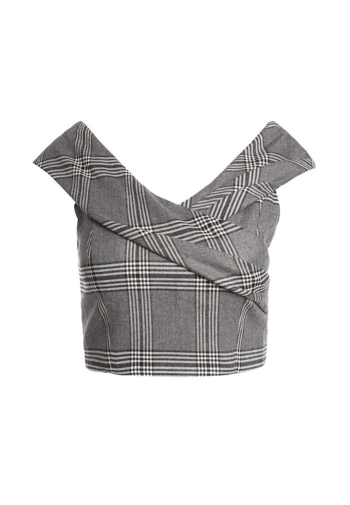 DEANDRA WRAP SHLDR BUSTIER - GREY/ BLACK