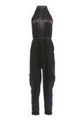 DEDE HIGH NECK CARGO JUMPSUIT - BLACK