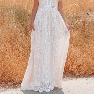 Deep V Pullover Lace Dress
