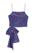 DEIDRA TIE WAIST CROP TANK - FLOATING FLORAL-BLUE QUARTZ