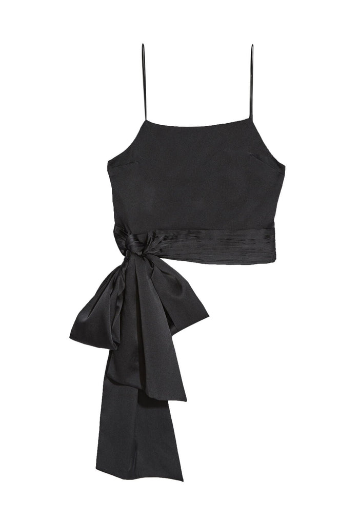 DEIDRA TIE WAIST CROP TANK - BLACK