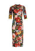 DELORA FITTED MOCK NK DRESS - BLOOMING GARDEN