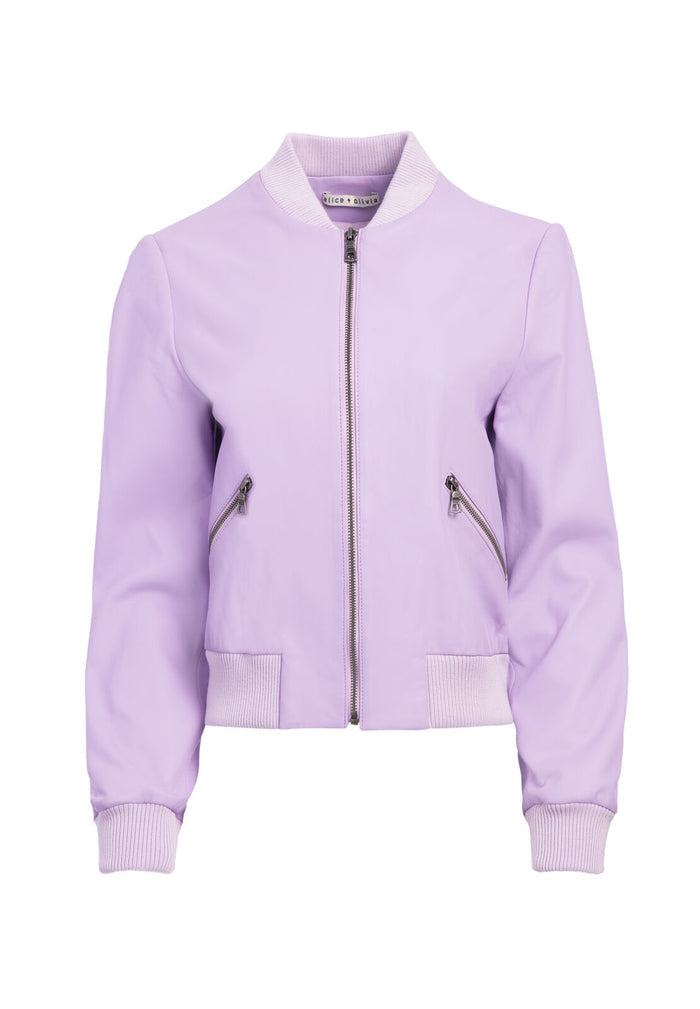 DEMIA LTHR CROPPED BOMBER JKT - ORCHID