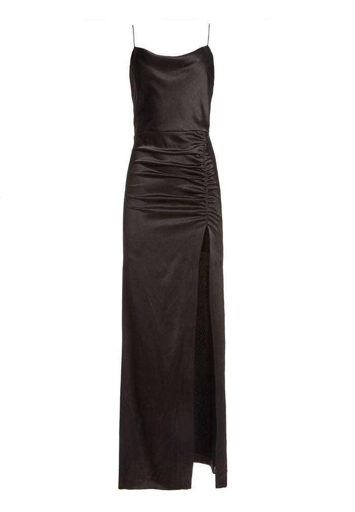 DIANA COWL NK HIGH SLIT MAXI - BLACK