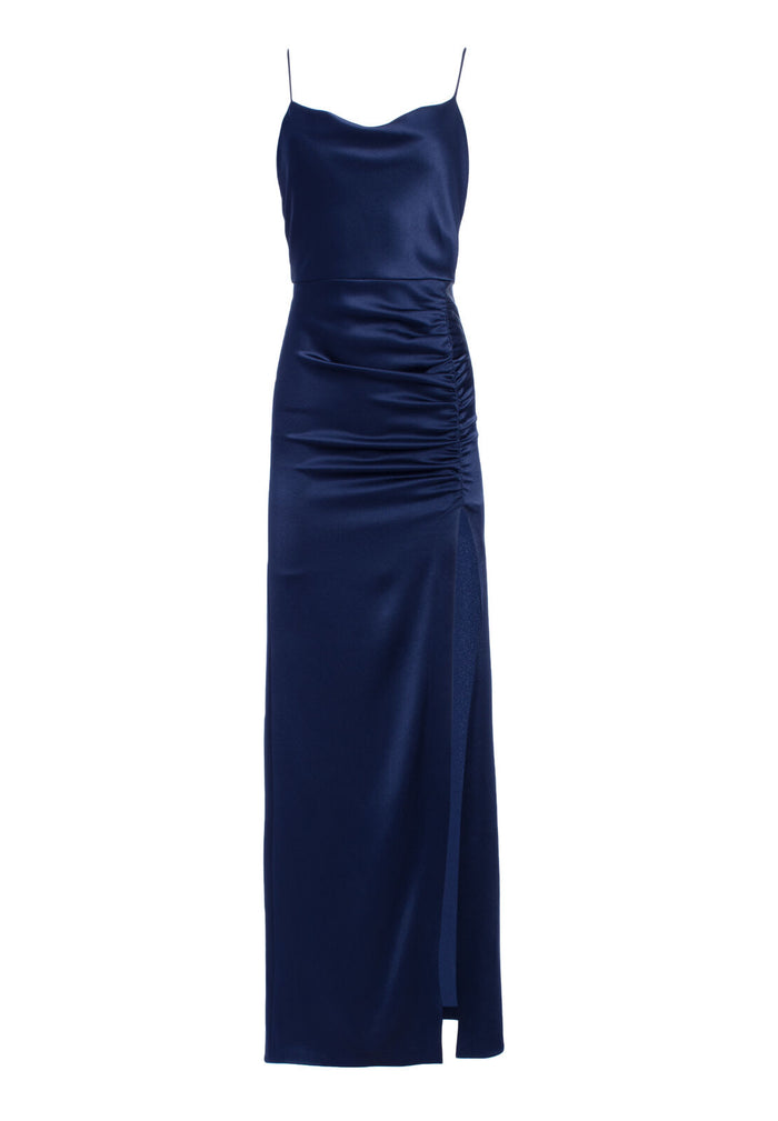 DIANA COWL NK HIGH SLIT MAXI - SAPPHIRE