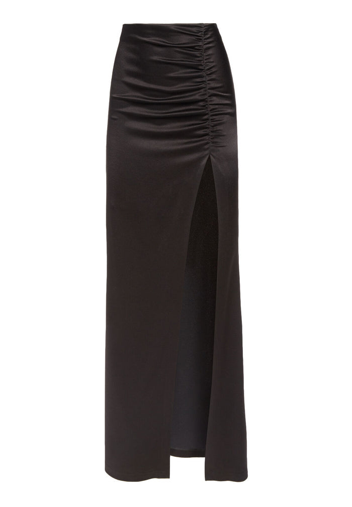 DIANA RUCHED MAXI SKIRT - BLACK