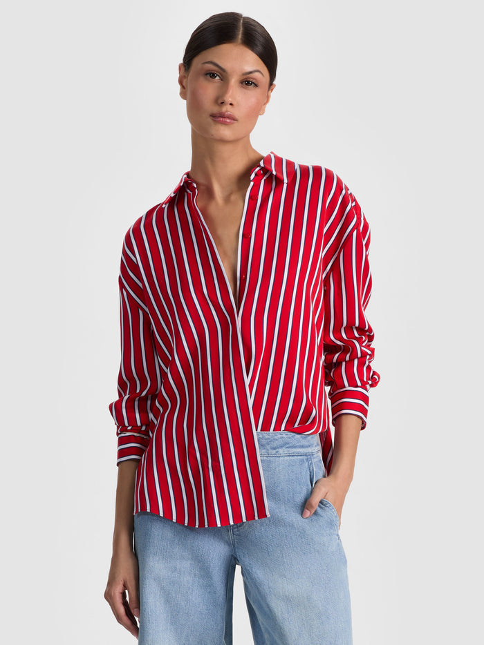 DIMITRA OVERSIZED BUTTON DOWN - TEAKWOOD CHILI PEPPER