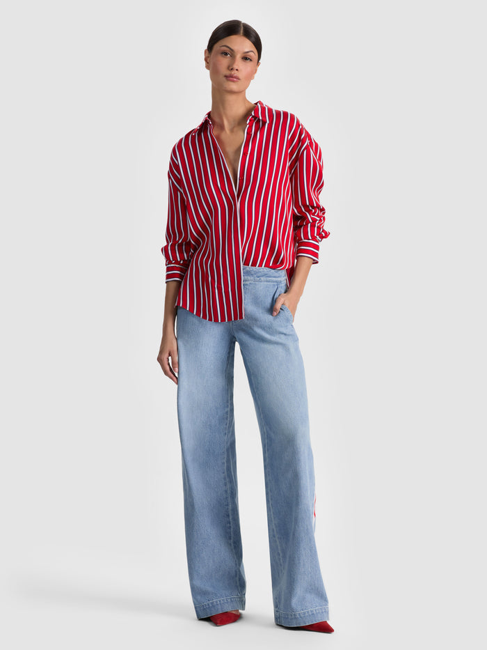 DIMITRA OVERSIZED BUTTON DOWN - TEAKWOOD CHILI PEPPER
