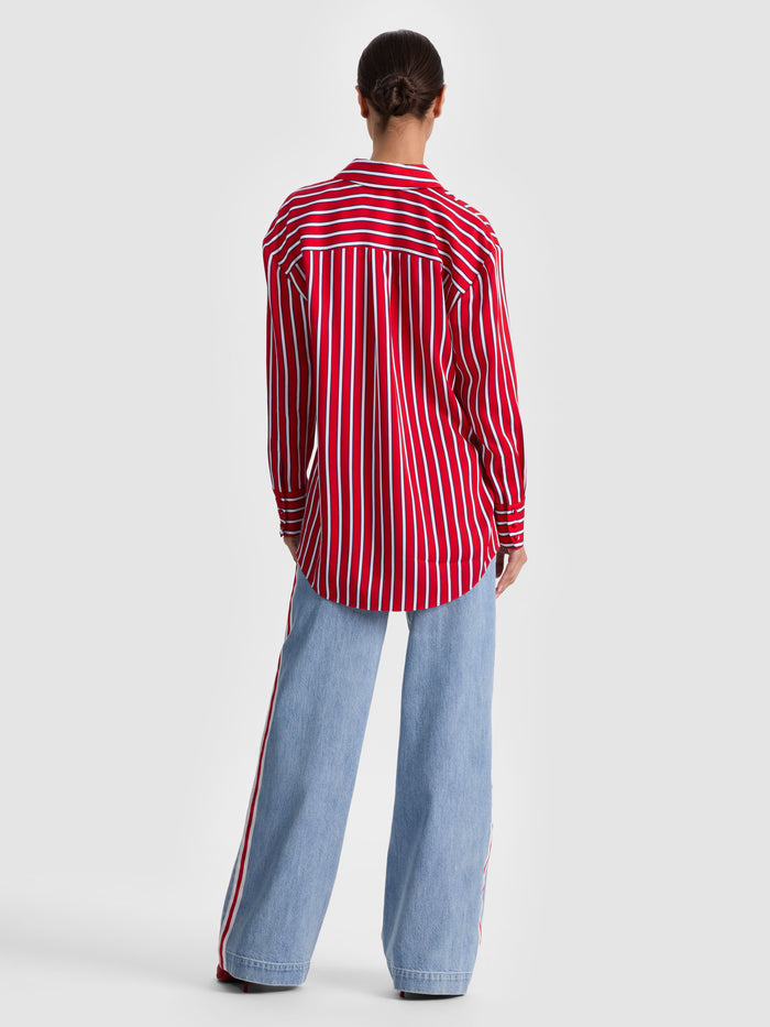 DIMITRA OVERSIZED BUTTON DOWN - TEAKWOOD CHILI PEPPER