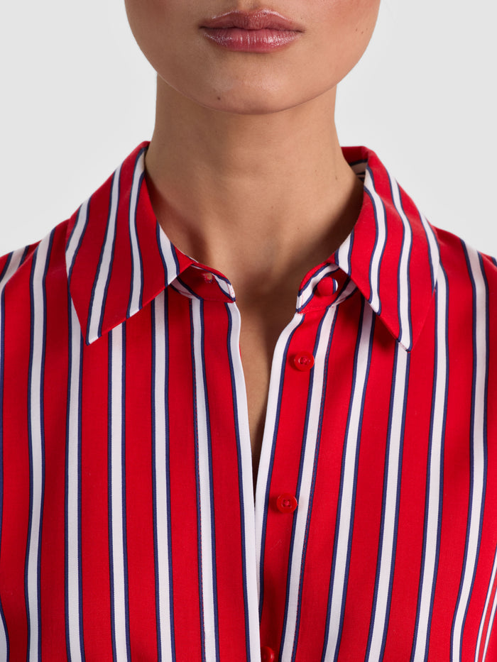 DIMITRA OVERSIZED BUTTON DOWN - TEAKWOOD CHILI PEPPER