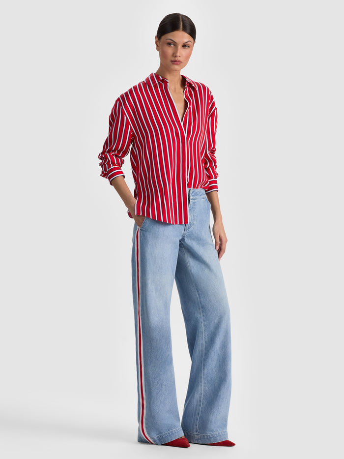 DIMITRA OVERSIZED BUTTON DOWN - TEAKWOOD CHILI PEPPER
