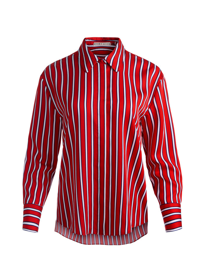 DIMITRA OVERSIZED BUTTON DOWN - TEAKWOOD CHILI PEPPER