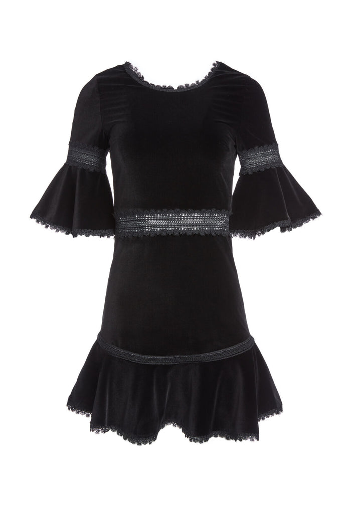 DOLORIS SHRT TRPT SLV FIT FLR - BLACK