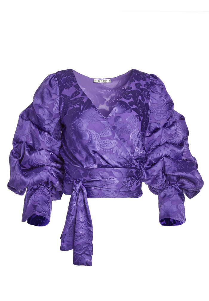 DOMINICA TW-WY TCK SLV WRP TOP - BAROQUE FLORAL-ELECTRIC PURPLE