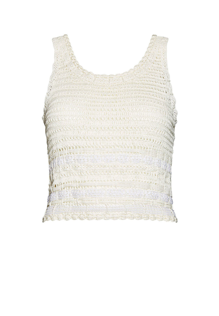 DORIAN RIBBON WEAVED TANK - SOFT WHITE