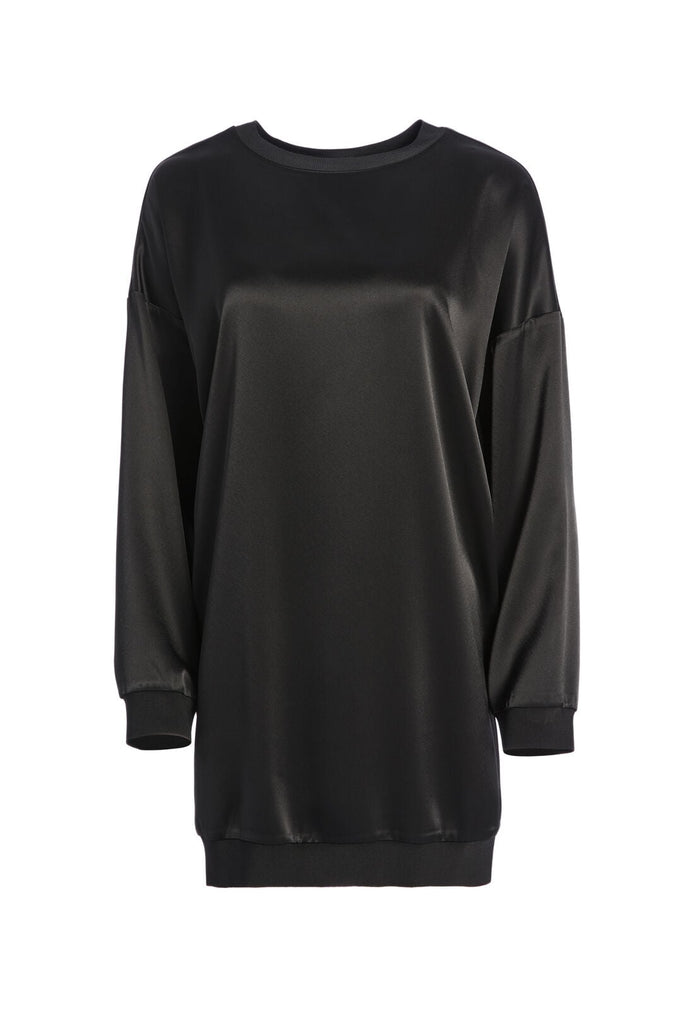 DREA CREW NECK SWEATSHIRT DRESS - BLACK