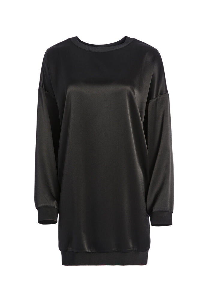DREA CREW NECK SWEATSHIRT DRESS - BLACK