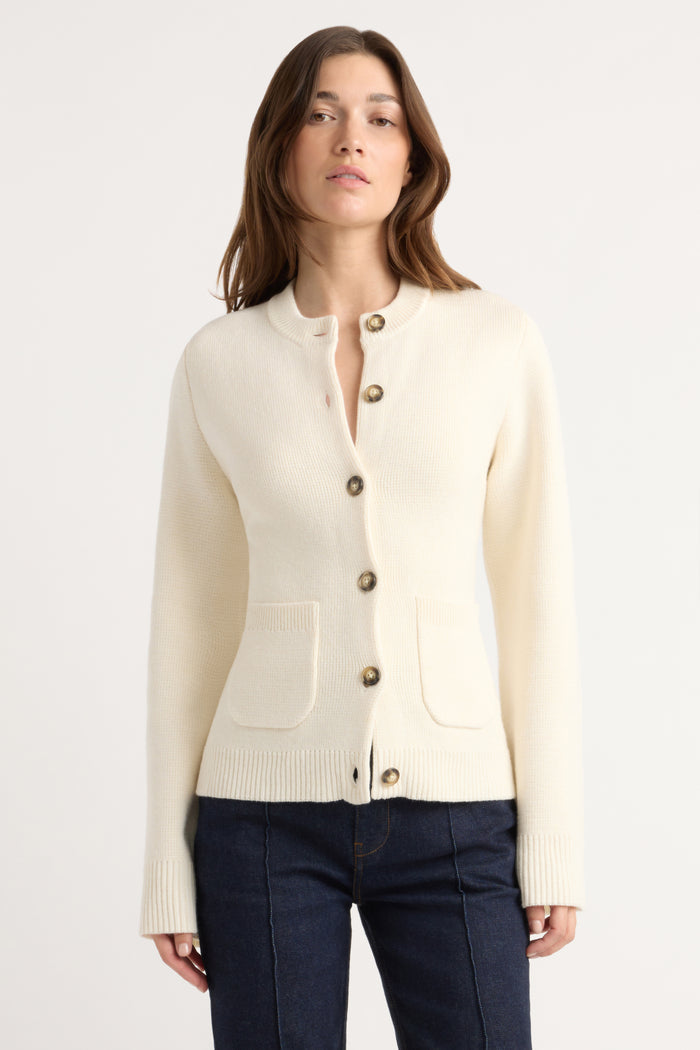 Renée | Eames Organic Cotton-Wool Button Cardigan in Size Extra Small