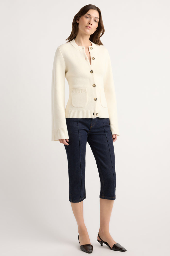 Renée | Eames Organic Cotton-Wool Button Cardigan in Size Extra Small