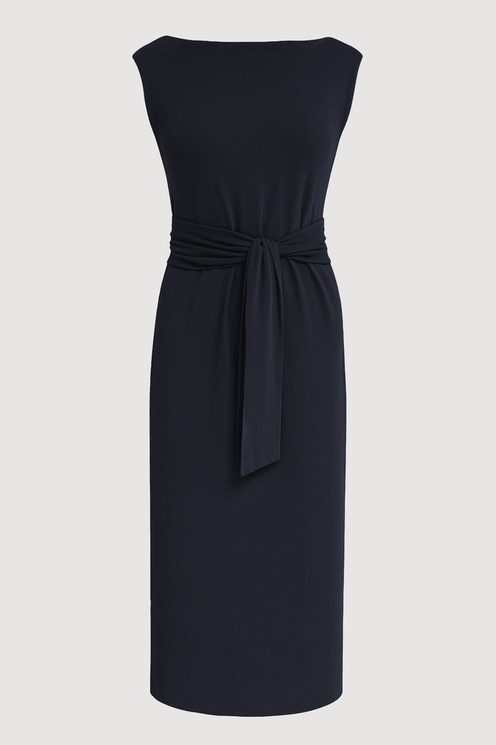 Edina Tie-Front Slit-Neck Dress (Petite)