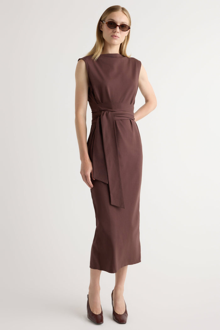 Jess | Edina Tie-Front Slit-Neck Dress in Size Small