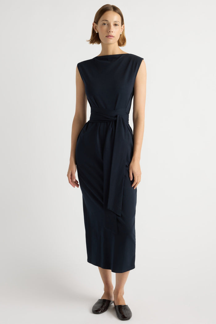 Mali | Edina Tie-Front Slit-Neck Dress in Size Small