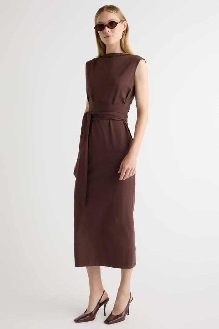 Jess | Edina Tie-Front Slit-Neck Dress in Size Small