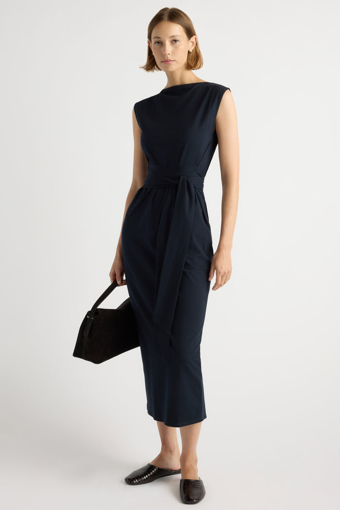 Mali | Edina Tie-Front Slit-Neck Dress in Size Small