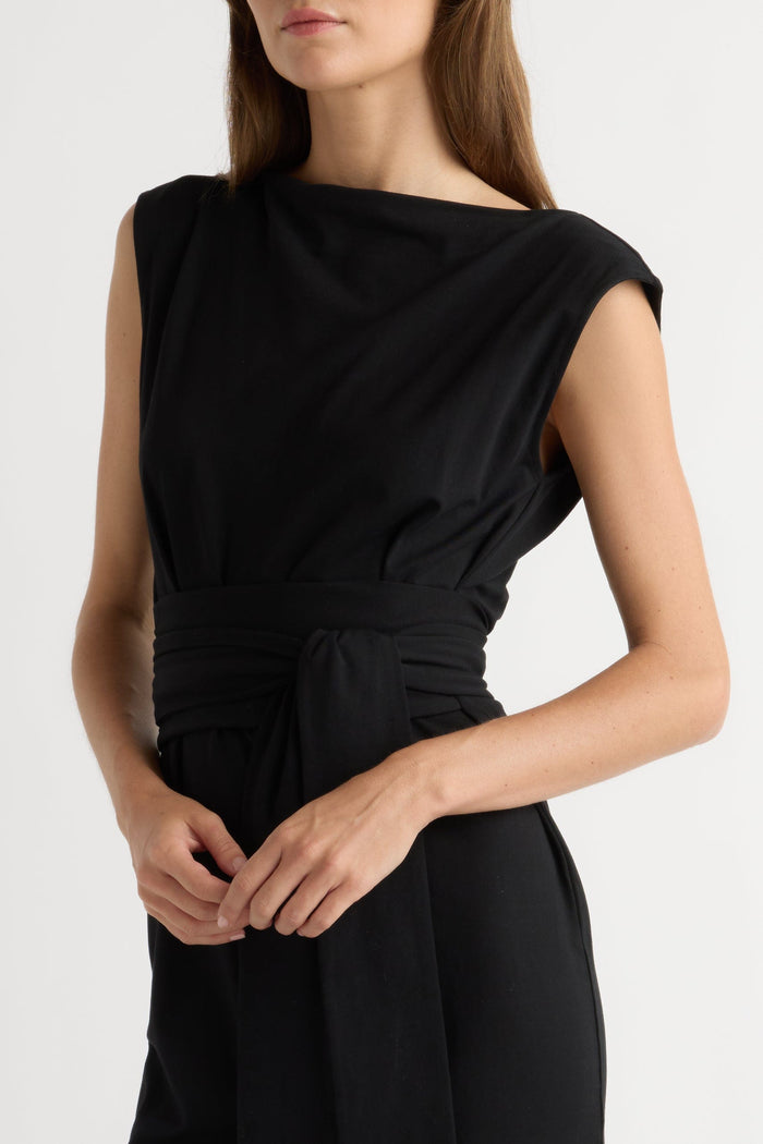 Renée | Edina Tie-Front Slit-Neck Dress in Size Extra Small
