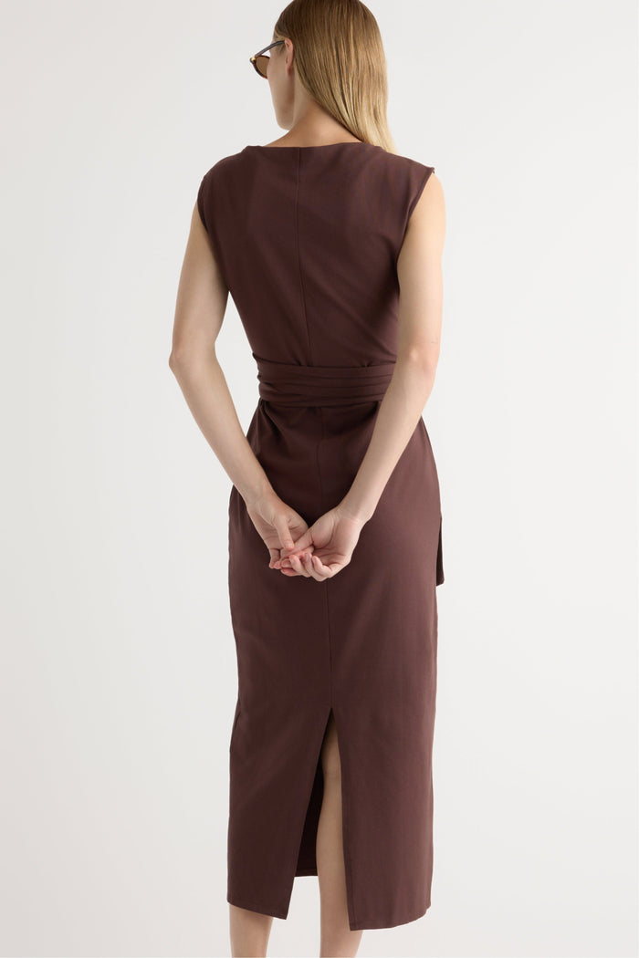 Jess | Edina Tie-Front Slit-Neck Dress in Size Small
