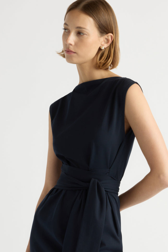 Mali | Edina Tie-Front Slit-Neck Dress in Size Small