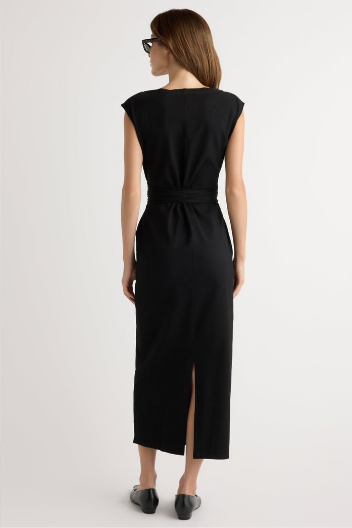 Renée | Edina Tie-Front Slit-Neck Dress in Size Extra Small